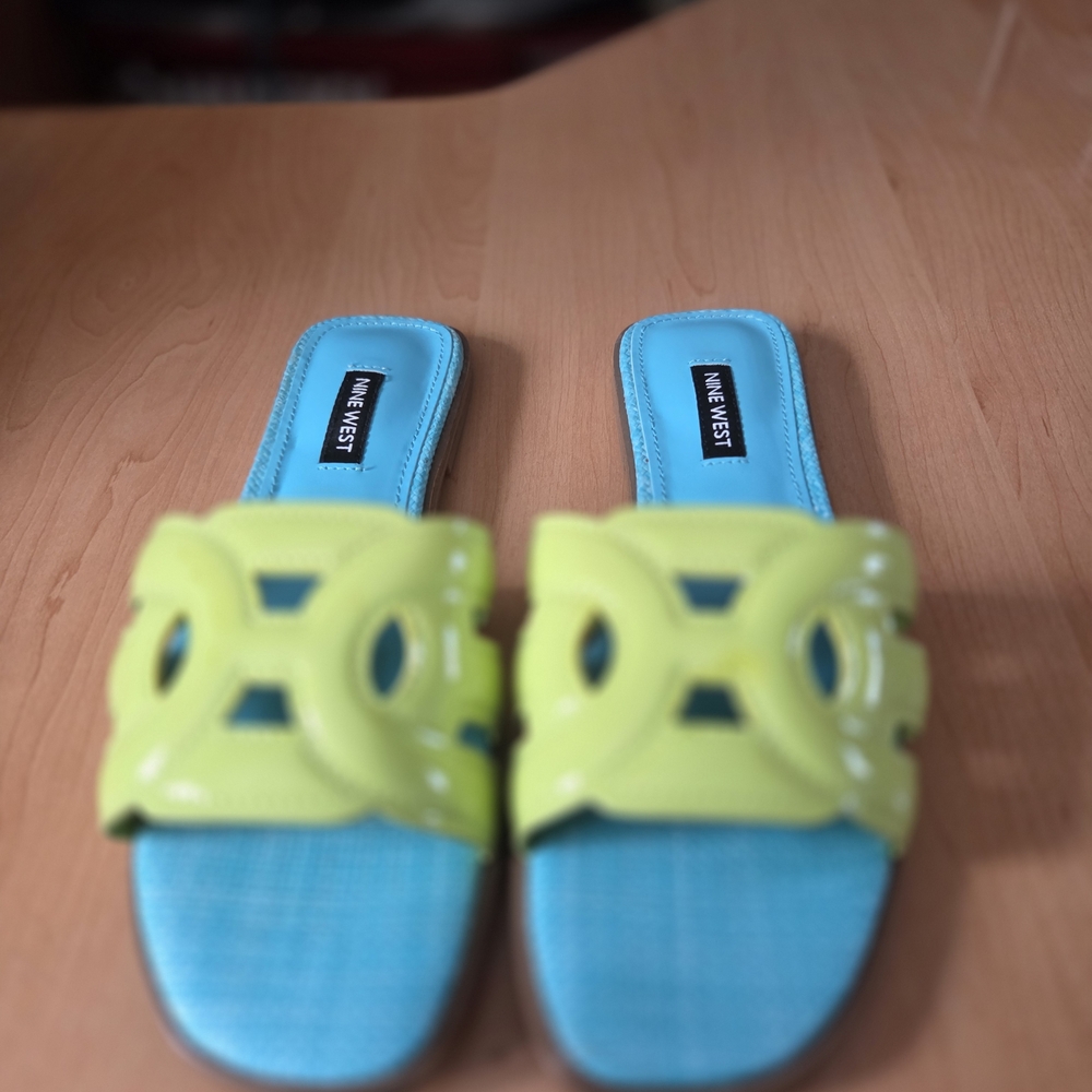 Nine West Vibrant Yellow and Blue Sandals